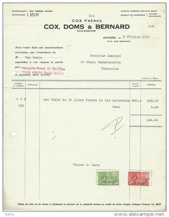 COX FRERES 27 RUE BREUGHEL ANVERS - 1900 – 1949
