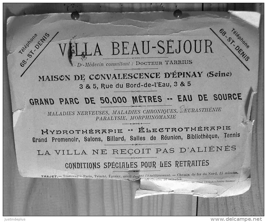 VILLA BEAU SEJOUR MAISON DE CONVALEXCENCE D'EPINAY SEINE  SCAN R/V - Autres & Non Classés