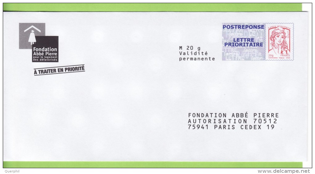 PAP Réponse: Fondation Abbé Pierre. N° 13P296, N° Intérieur LCD/16D 1013 - PAP: Antwort/Ciappa-Kavena