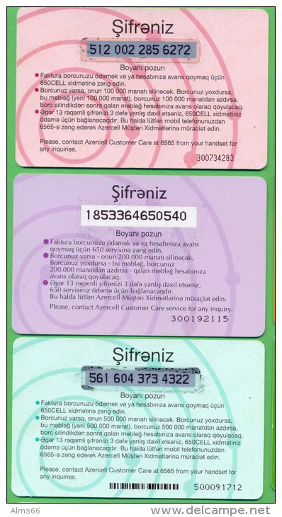 Azerbaijan GSM Prepaid Cards - Azercell 100000 200000 500000 Manat  Rare OLD - Azerbaïjan