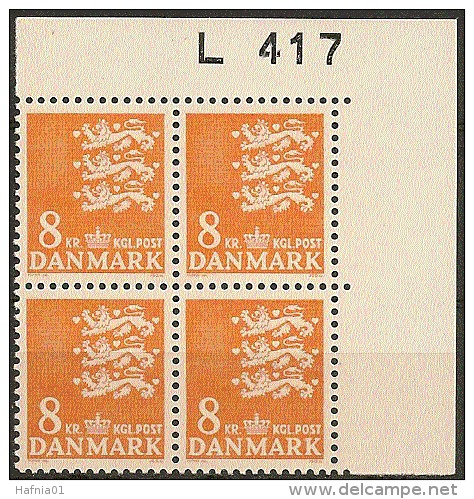 Denmark 1979. Coat Of Arms.  Michel 685 , Plate-block MNH. - Unused Stamps