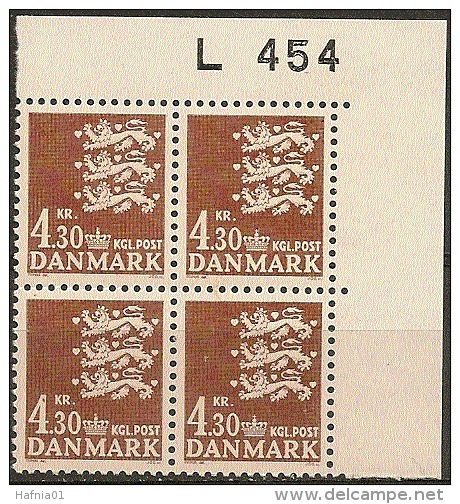 Denmark 1980. Coat Of Arms. Michel 711, Plate-block MNH. - Unused Stamps