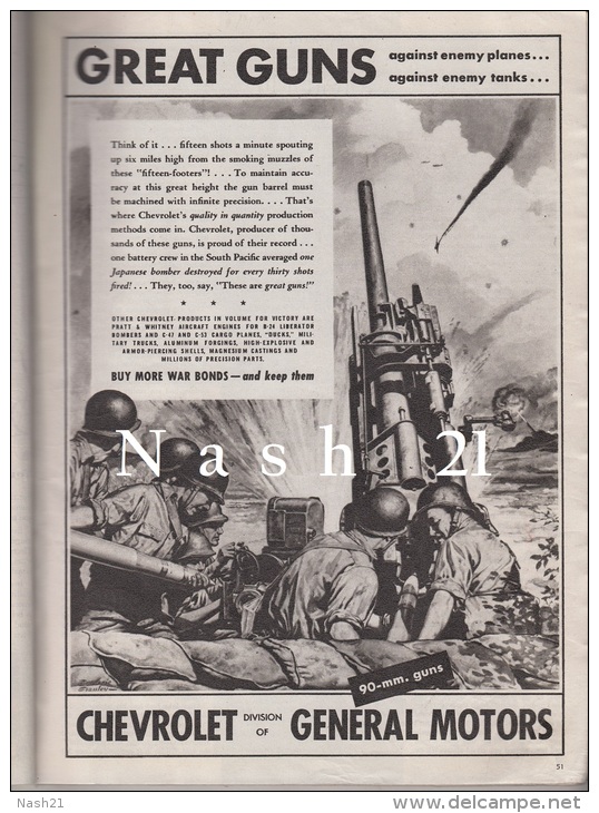 Août 1944 - Revue Mensuelle - '' The Américan ''  - 160 Pages - - Forces Armées Américaines