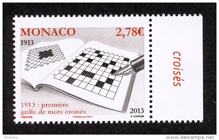 Monaco 2013 - Yv N° 2898 ** - CENTENAIRE DE LA PREMIÈRE GRILLE DE MOTS CROISES - Unused Stamps