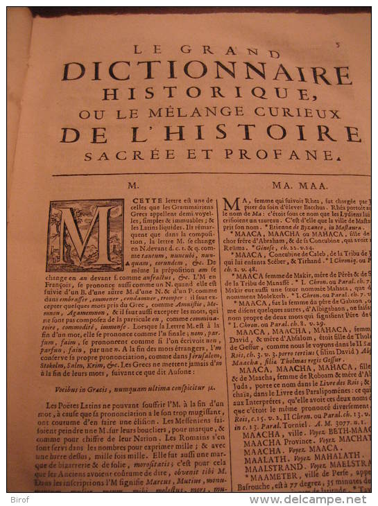 LIBRO  - DIZIONARIO - FRANCESCE - LE GRAND DICTIONNAIRE HISTORIQUE OU LE ME´LAMGE CUTIEUX DE L´HISTOIRE 1747 - Diccionarios