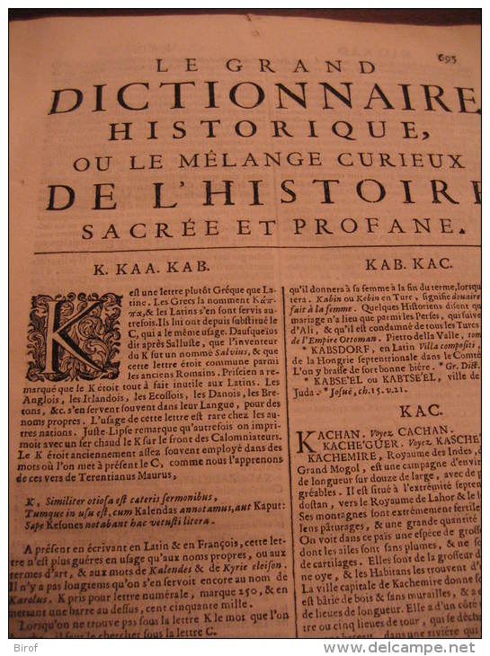 LIBRO  - DIZIONARIO - FRANCESCE - LE GRAND DICTIONNAIRE HISTORIQUE OU LE ME´LAMGE CUTIEUX DE L´HISTOIRE 1746 - Dictionnaires