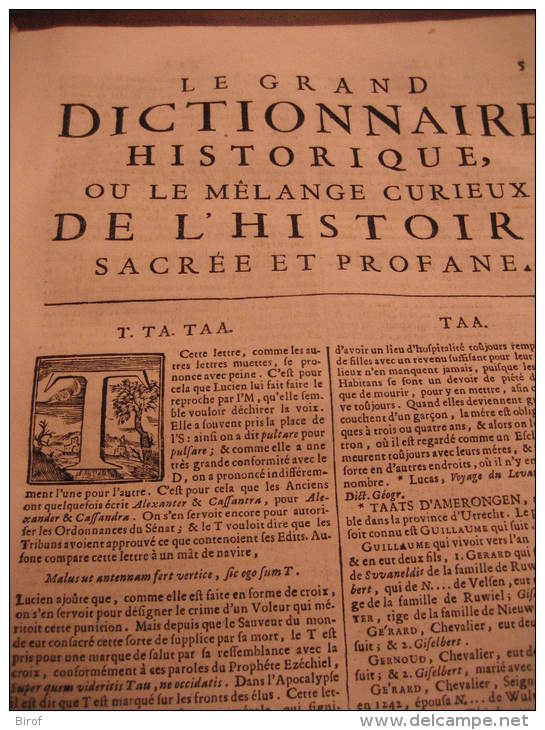 LIBRO  - DIZIONARIO - FRANCESCE - LE GRAND DICTIONNAIRE HISTORIQUE OU LE ME´LAMGE CUTIEUX DE L´HISTOIRE 1749 - Woordenboeken