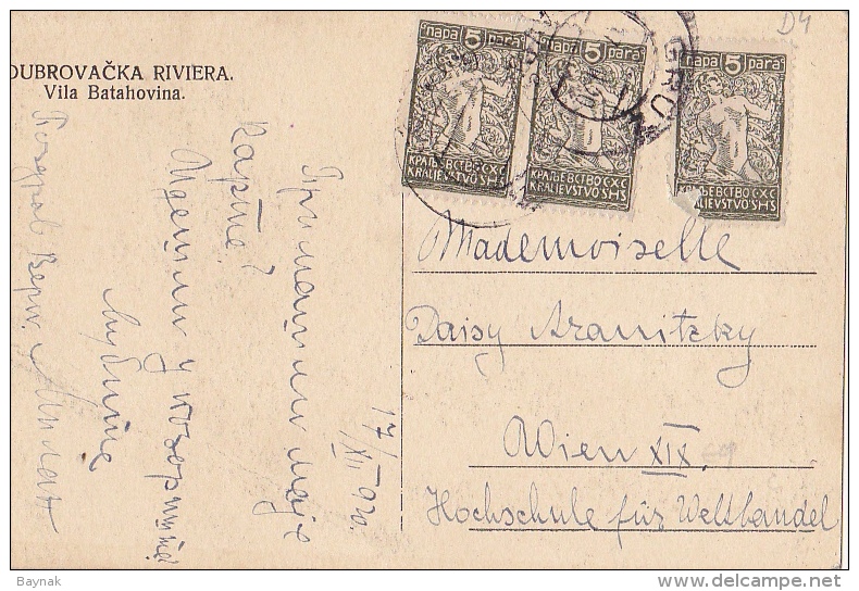 D4  --  DUBROVACKA RIVIERA  --  VILA BATAHOVINA   --  1920  /  VERIGARI, CHAINBREAKERS STAMP - Kroatien