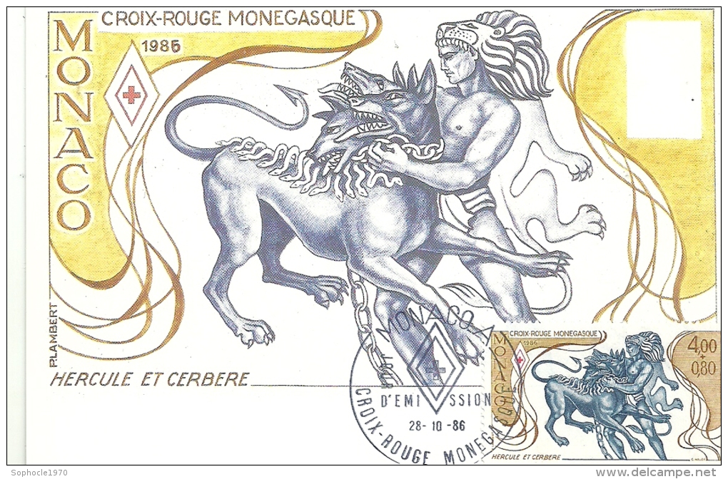 MONACO - Croix Rouge Monégasque 1985 -Timbre Et Tampon Jour D'émission - Cartoline Maximum