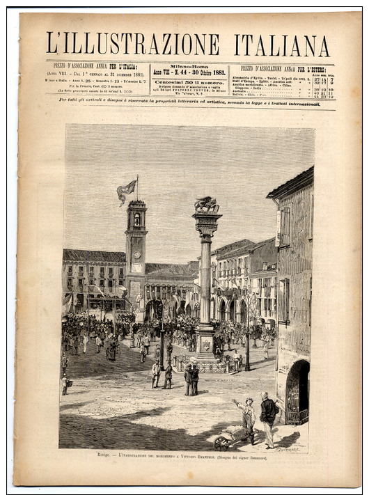 Rivista Del 1881  ROVIGO Veneto + CARRARA  Toscana + VENEZIA  Torcello  Murano Riva Degli Schiavoni  Mazorbo Etc. - Avant 1900