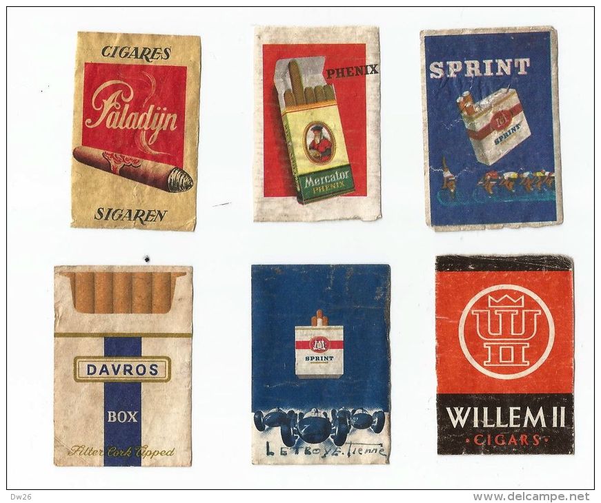 6 étiquettes De Boite D'allumettes Publicitaires Cigares Et Cigarettes - Boites D'allumettes - Etiquettes