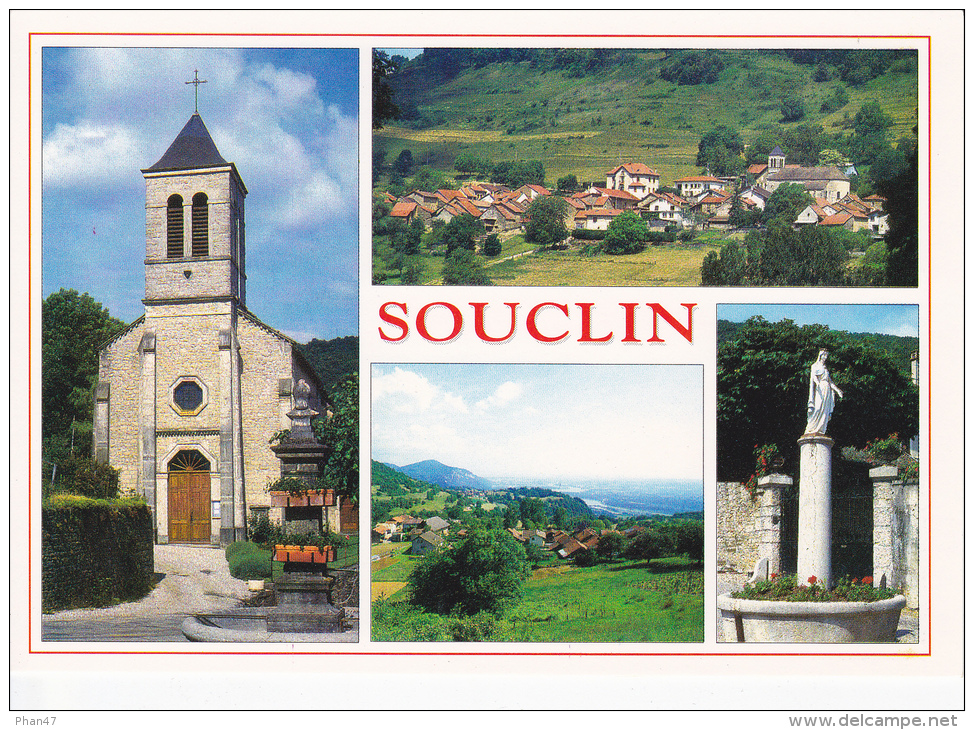 SOUCLIN, SOUDON, (Ain),L'Eglise, Le Bourg, La Fontaine De La Vierge à Soudon, Multi-vues - Non Classés