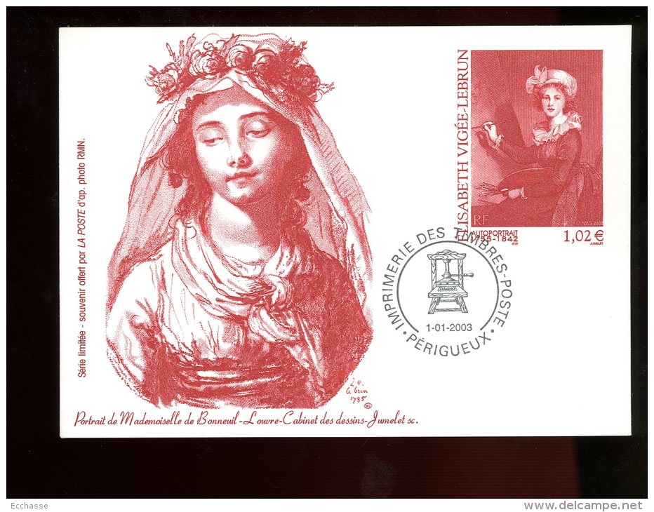 FRANCE Entier Postal Sur Carte Postale De L´Imprimerie Des Timbres-poste Mademoiselle De Bonneuil 2003 - Official Stationery