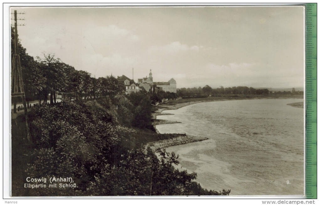 Coswig (Anhalt), Elbpartie Mit Schloß, Verlag: Max Pannach, Coswig, Postkarte Mit Frankatur, Mit Stempel, COSWIG/ANH - Coswig