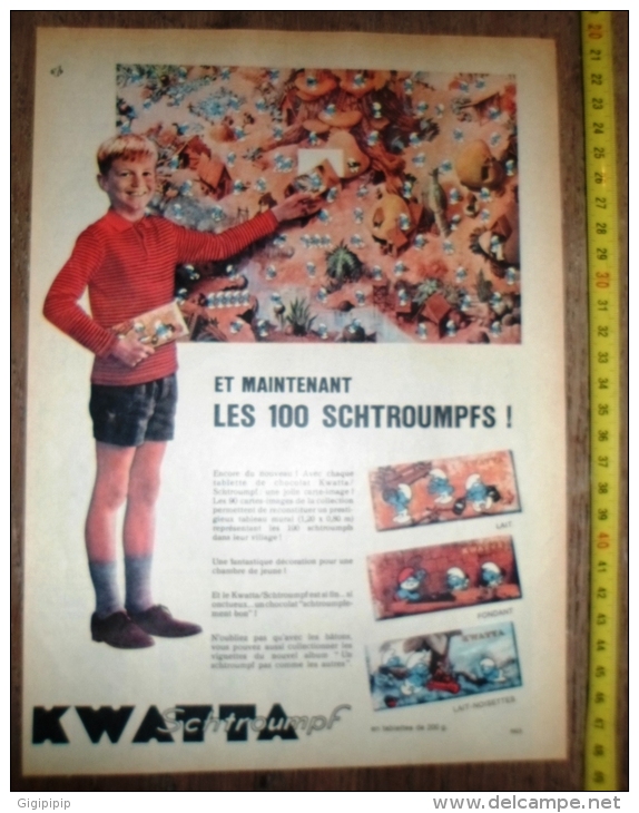 PUB PUBLICITE PEYO SCHTROUMPFS CHOCOLAT KWATTA TABLETTES - Collections