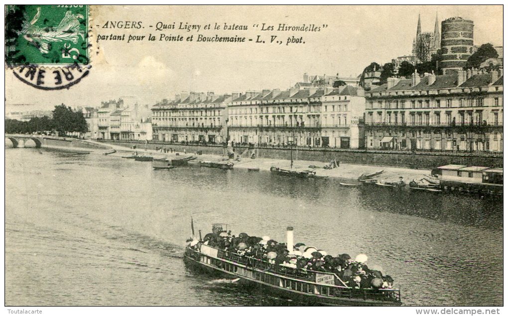 CPA 49 ANGERS QUAI LIGNY ET LE BATEAU LES HIRONDELLES - Angers