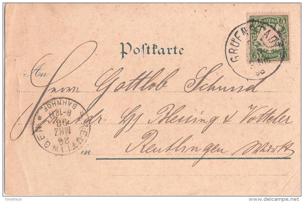 Gruss Aus Grünstadt Color Litho Amtsgericht Neuleiningen Asselheim Post 26.3.1898 Gelaufen - Bad Duerkheim