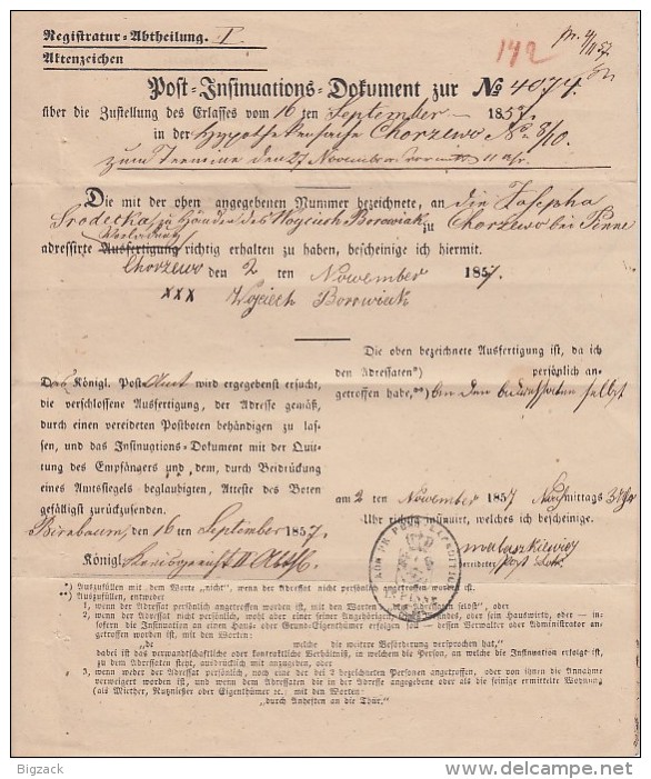 Brief Birnbaum 31.10.1857 Mit Botenstempel Holtzmann - Préphilatélie