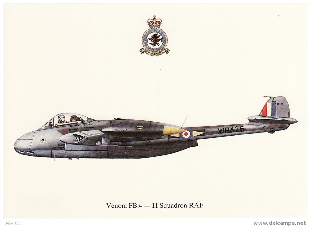 Aircraft Postcard Venom FB.4 11 Squadron RAF Fassberg 1956 Germany - 1946-....: Modern Era