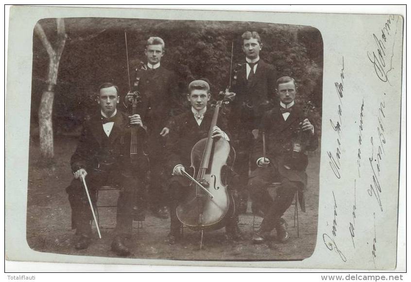 Streicher Quintett Violine Bass Aus Winsen An Der Luhe Ungeteilte Rückseite Private Fotokarte Mit Widmung - Winsen