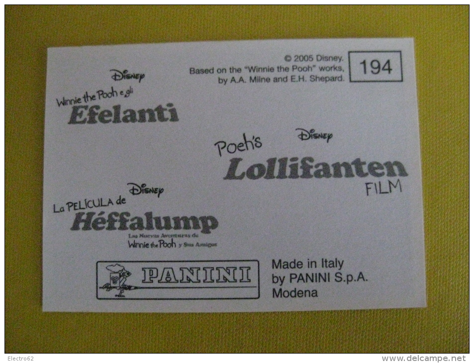 PANINI  Winnie L'ourson Et L'éfélant / Disney /  N°194 - Franse Uitgave