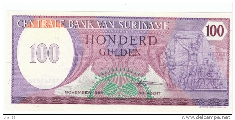 Suriname #128b 100 Gulden 1985 Banknote Money Currency - Suriname