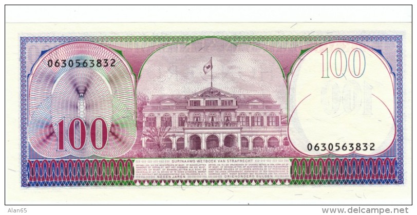 Suriname #128b 100 Gulden 1985 Banknote Money Currency - Surinam