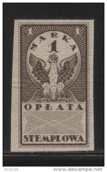 POLAND GENERAL DUTY REVENUE (OPLATA STEMPLOWA) 1920 IMPERF ISSUE 1M BROWN BF#005 - Fiscales