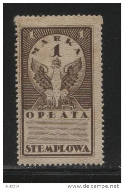 POLAND GENERAL DUTY REVENUE (OPLATA STEMPLOWA) 1920 PERF ISSUE 1M BROWN BF#016 - Fiscaux