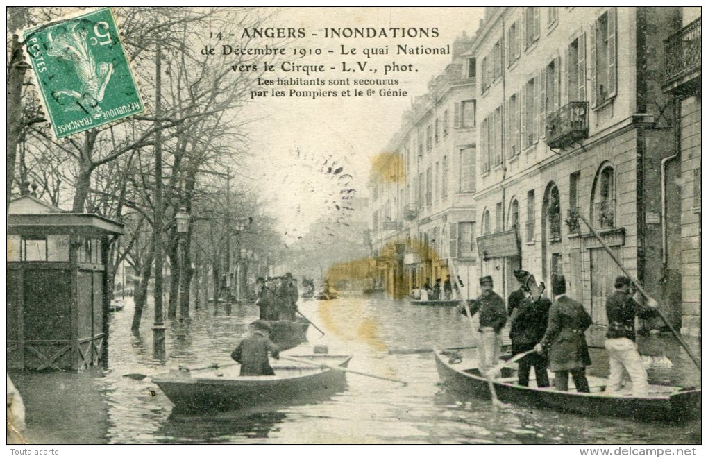 CPA 49 ANGERS INONDATIONS DE DECEMBRE 1910 LE QUAI NATIONAL VERS LE CIRQUE - Angers