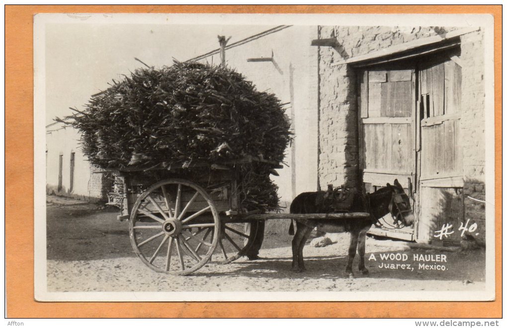 A Wood Hauler Juarez Mexico Old Real Photo Postcard - Mexico