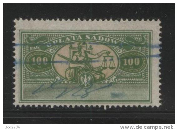 POLAND JUDICIAL COURT REVENUE (OPLATA SADOWA) 1920-21 ISSUE 100M OLIVE-GREEN & BUFF BF#005 - Fiscales