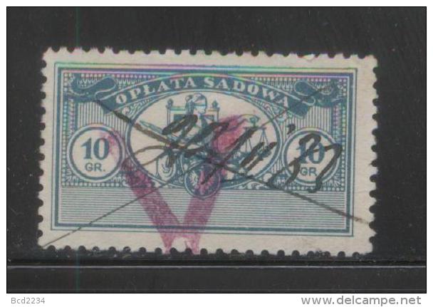 POLAND JUDICIAL COURT REVENUE (OPLATA SADOWA) 1924 NEW CURRENCY ISSUE 10GR PALE BLUE BF#014 - Fiscaux