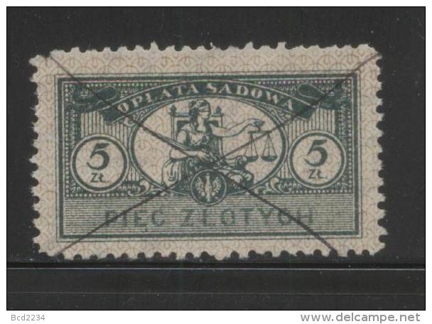 POLAND JUDICIAL COURT REVENUE (OPLATA SADOWA) 1924 NEW CURRENCY ISSUE 5ZL GREY-GREEN BF#021 - Fiscales