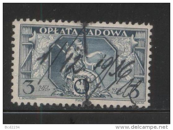 POLAND JUDICIAL COURT REVENUE (OPLATA SADOWA) 1937 ENGRAVED ISSUE 3ZL DARK PRUSSIAN BLUE BF#024 - Fiscales