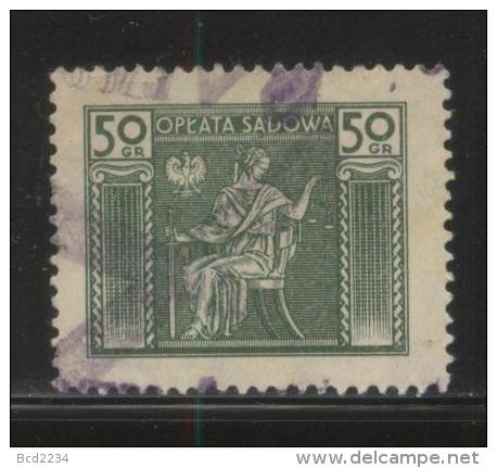 POLAND 1934 POLISH JUDICIAL COURT REVENUE ISSUE OPLATA SADOWA 50GR GREEN & YELLOW BAREFOOT BF#022 - Fiscaux