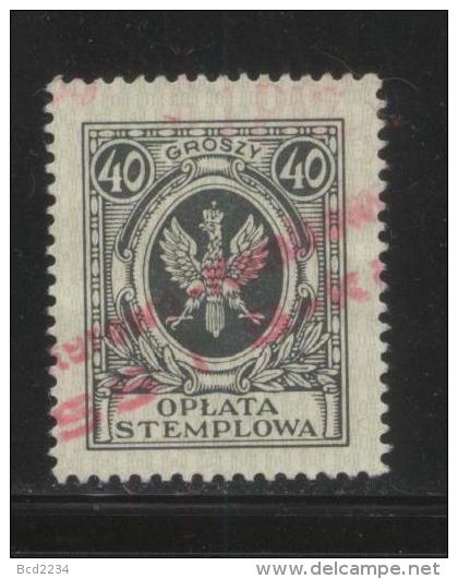 POLAND GENERAL DUTY REVENUE (OPLATA STEMPLOWA) 1927 EAGLE ON SHIELD DESIGN 40GR DARK BLUEBF#089 - Steuermarken