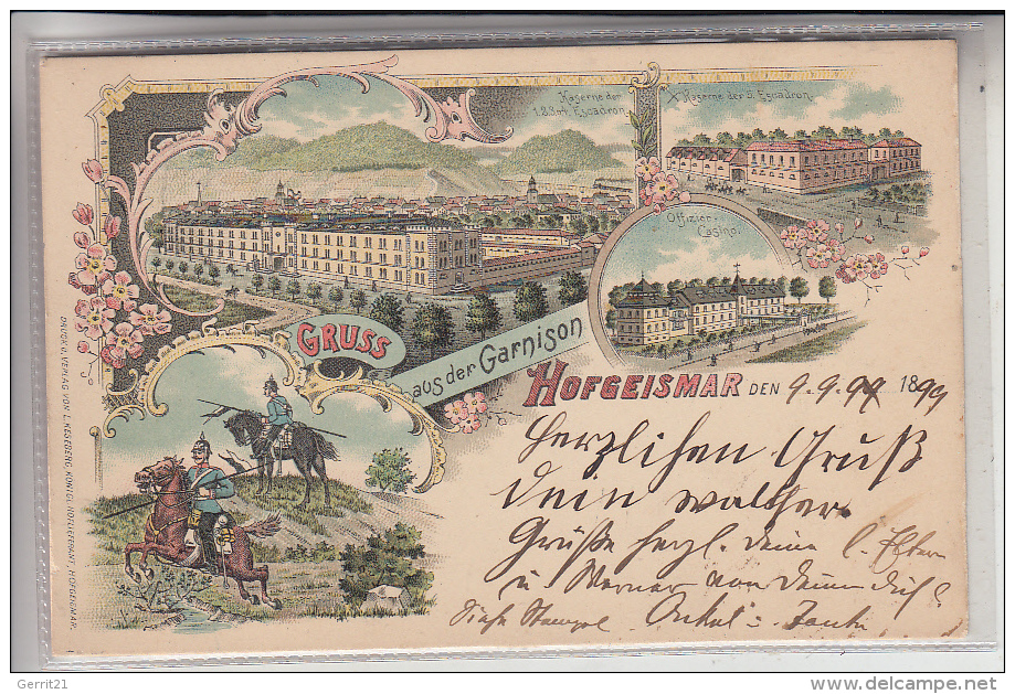 3520 HOFGEISMAR, Lithographie, Garnison Hofgeismar, Kasernen, Ulanen, 1899 - Hofgeismar