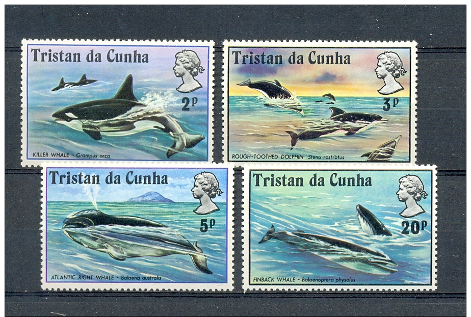 TRISTAN DA CUNHA * SERIE 4v YEAR 1975 KILLER WHALE WHALES * MNH - Tristan Da Cunha