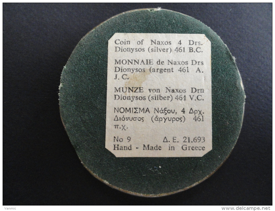 461 Avant JC - Reproduction Presse Papier - RARE N° 9 / 21693 Exemplaires - Naxos Dionysos - 76 Mm - 218 Grammes - Autres & Non Classés