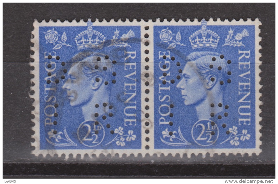 Engeland United Kingdom, Great Britain, Angleterre, Bretagne, King George VI, SG 489, Y&T Used PERFIN DSIR Paar Pair - Gebruikt