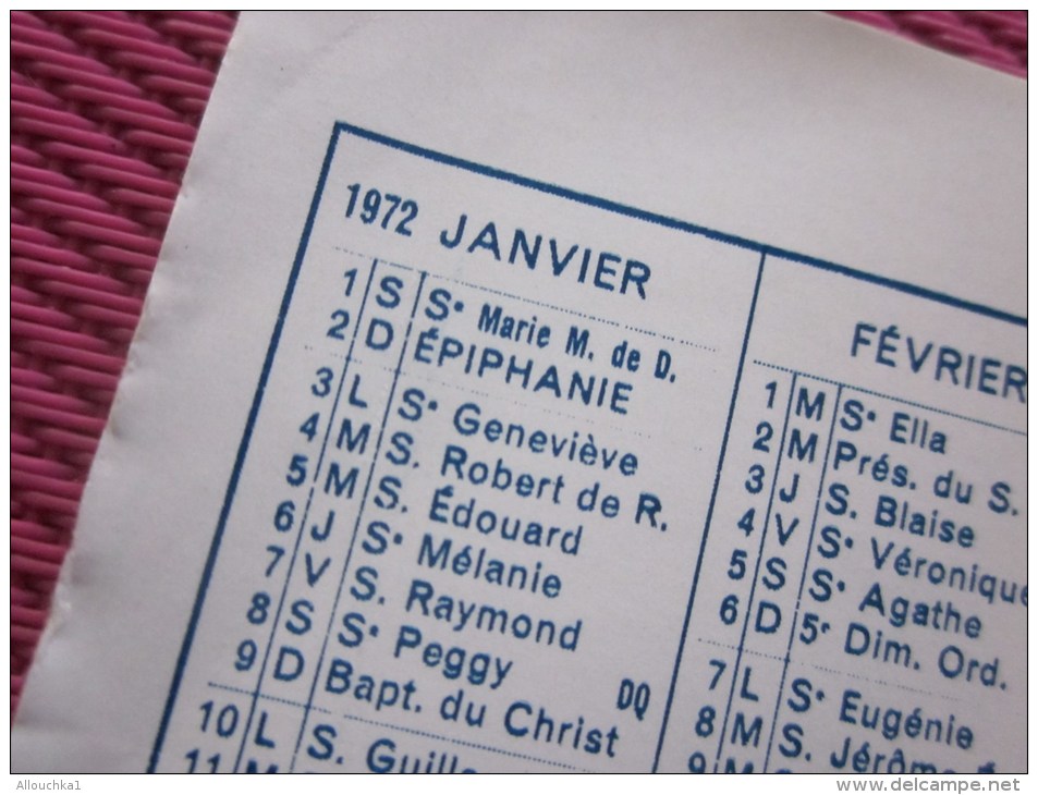 1972 CALENDRIER Religieux Religion Chrétienne Joyeux Noël Texte :l'adoration Des Mages Petit Format - Petit Format : 1971-80