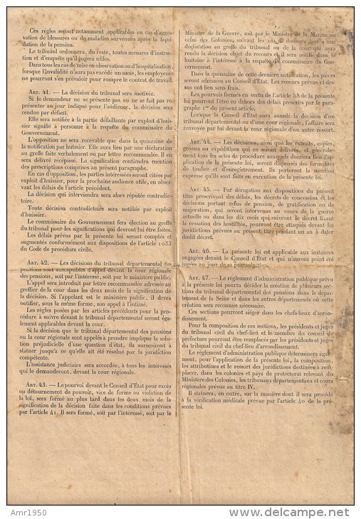 Militaria - Notification D´un Arrêté à Titre De Blessures Et Infirmités - 5 Fev. 1921 Paris - Ministère Des Pensions - Historical Documents