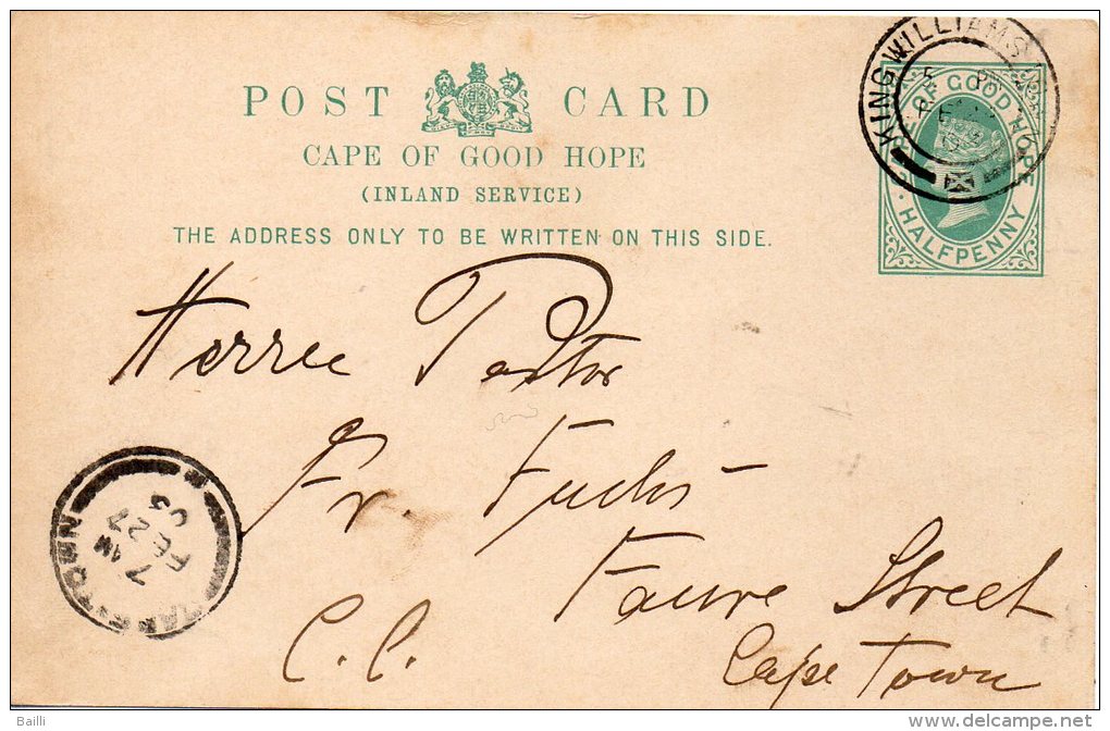 CAP DE BONNE ESPERANCE ENTIER POSTAL 1903 - Cap De Bonne Espérance (1853-1904)