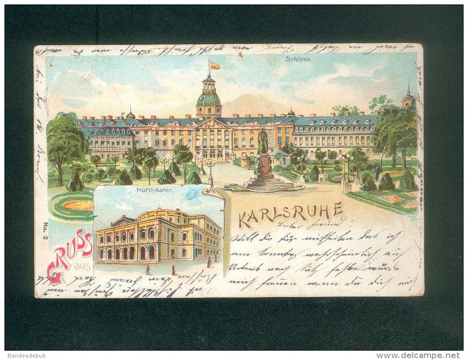 AK - Gruss Aus Karlsruhe ( Schloss Hofttheater Chromo Lithographie ) - Karlsruhe