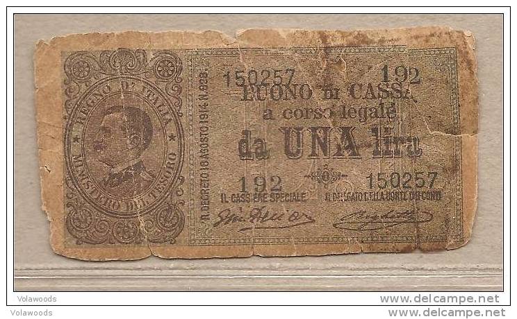 Italia - Buono Di Cassa Circolata Da 1 £ - 1917 - Vittorio Emanuele III - Buoni Di Cassa