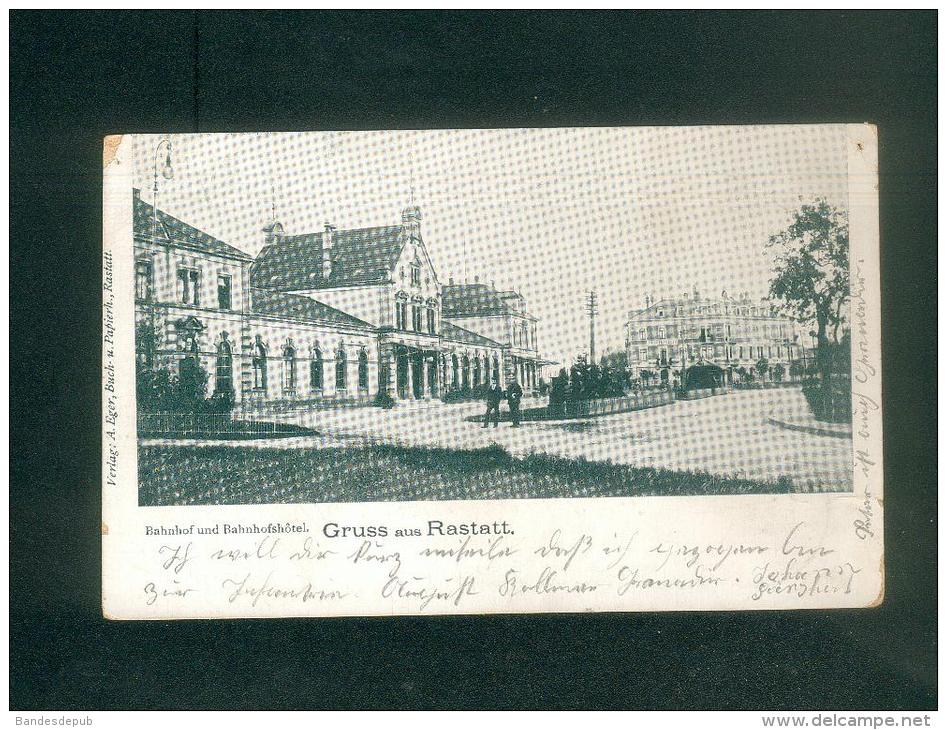 AK - Gruss Aus Rastatt - Bahnhof Und Bahnhofshotel ( Animée Verlag Eger En L'état ) - Rastatt