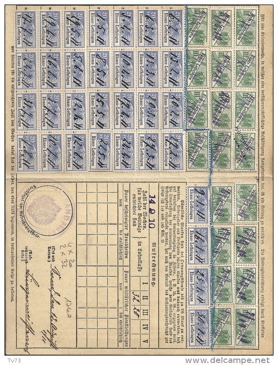 EB076 - QUITTANCE ALLEMANDE 1890, ELSASS-LOTHRINGEN AVEC VIGNETTES, Alsace - 1800 – 1899