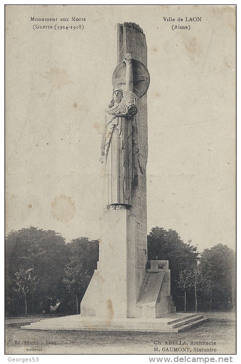 CPA   Ville De LAON (Aisne)  Monuments Aux Morts  (Guerre (1914-1918) - Kriegerdenkmal