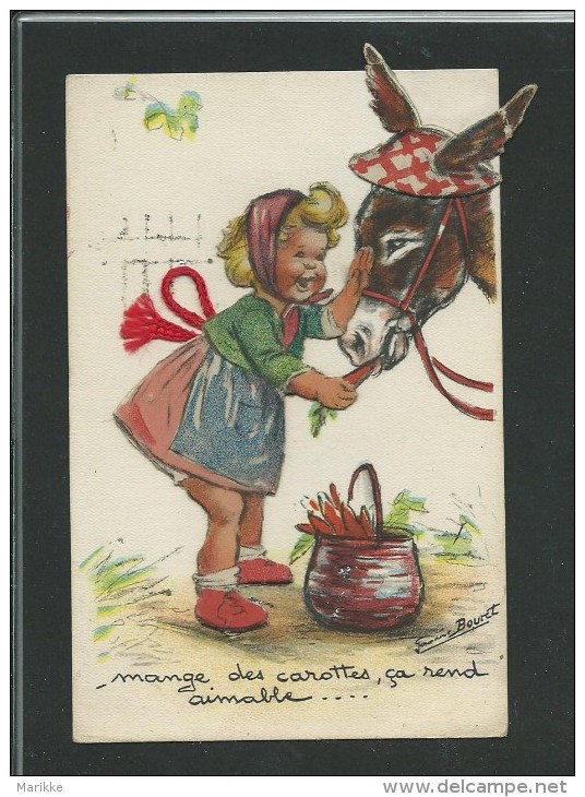 Germaine Bouret, Mange Des Carottes, Ajoutis : Ida, Ceinture, Chapeau Et Oreilles âne, Une Oreille Pliure, Tient. - Bouret, Germaine